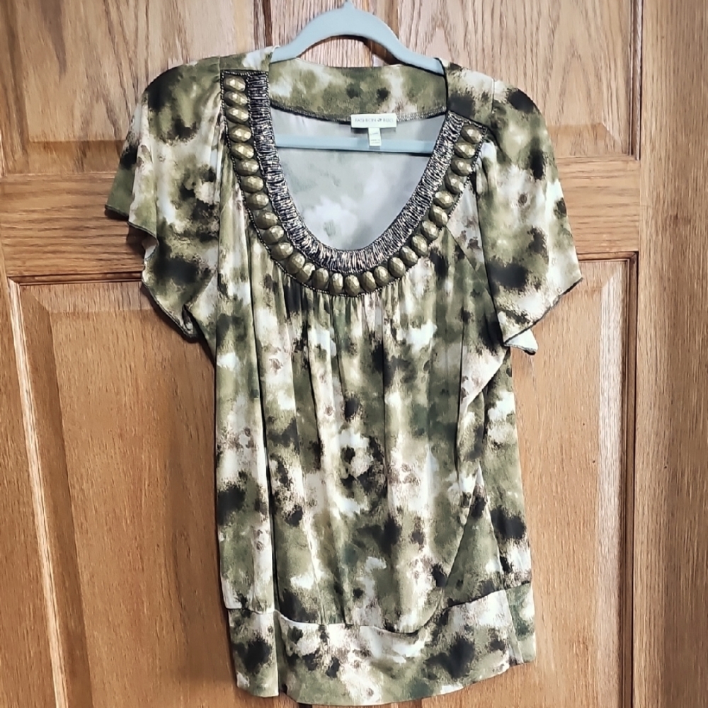 Fashion Bug Brown and Cream Graphic Blouse